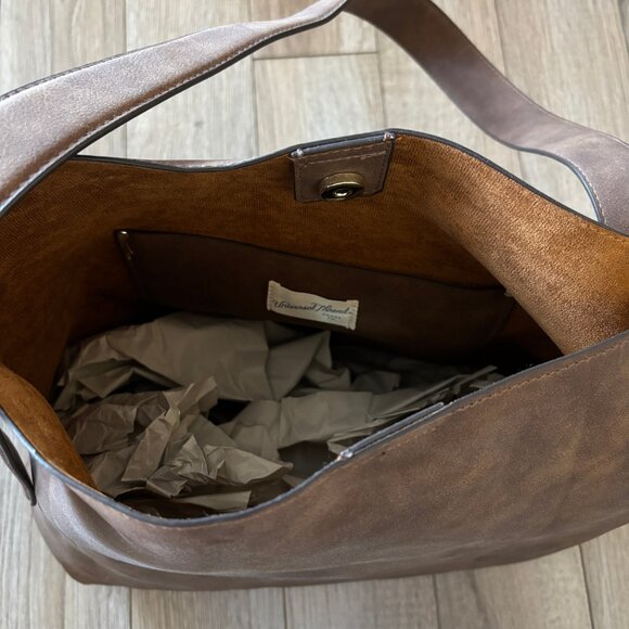 Universal Thread Slouchy Bucket Shoulder Bag Brown Faux Suede Boho Quiet Luxury - Picture 12 of 16